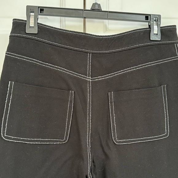 Zara Contrast Stitching Black Wide Leg Pants - Picture 9 of 11